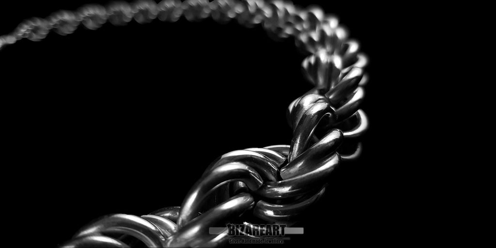 Collier chaîne corde en argent sterling, corde épaisse de 49 cm, fermoir à anneau ressort