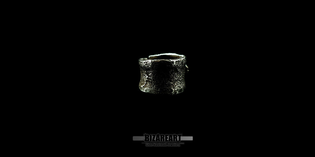 Oxidized Sterling Silver Sculptural Wrap Ring with Freshwater Pearl
